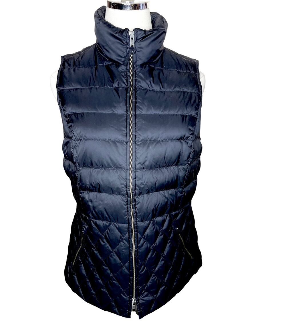 Talbots Women’s S Down Filled Puffer Quilted Vest Zio Pockets Stand Collar EUC